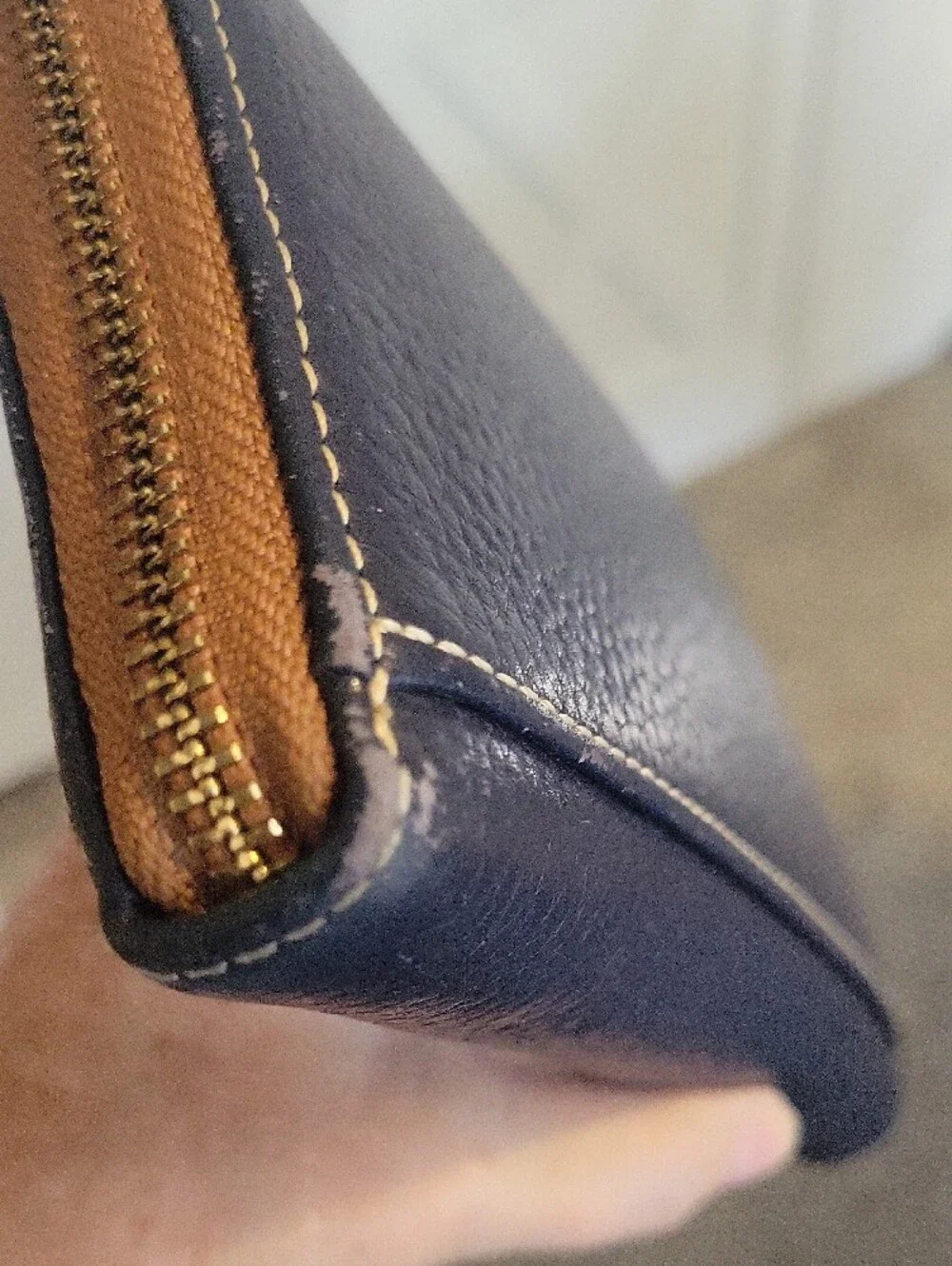 Dooney & Bourke Navy Pebbled Leather Zip Around Wallet